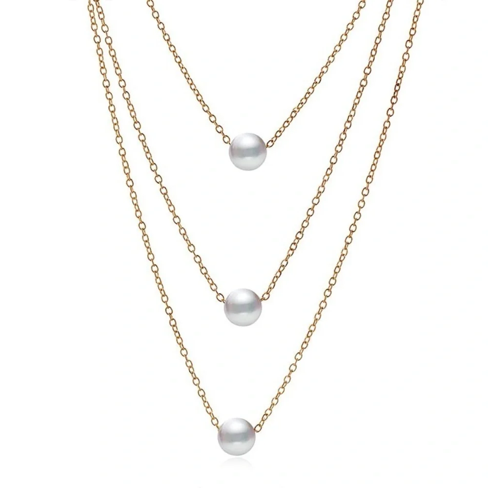 *EMMA* Gold x Pearl Multilayer Fashion Necklace